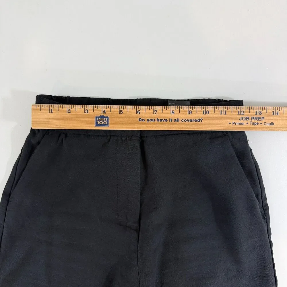 H&M Womens Size 4 Black Wide Leg Pants Linen Blend High Rise Trousers